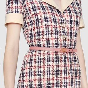 GUCCI Leather belt with oval enameled buckle